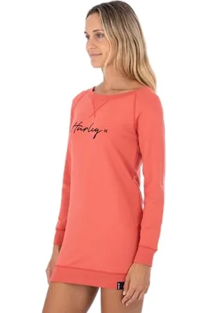 Hurley Damska luźna sukienka Oceancare O&o Script z polaru, czerwona (mineral red), S, , S