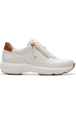 Clarks Damskie buty sportowe Tivoli Zip Sneaker, Off White Lea, 39 EU, , 39 EU