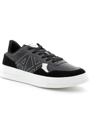 Armani Exchange Męskie sneakersy Seattle Low Contrast Stitched Side Logo Sneaker, czarne, 43 EU