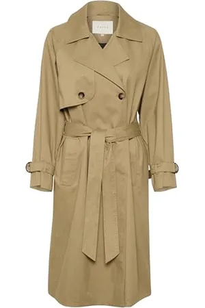 Kaffe Trenchcoat Double Breasted Button Fastening Belted Knee-Length Płaszcz, , 44 dla kobiet, , 42