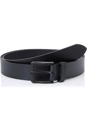 Calvin Klein Jeans Męski klasyczny płaski pasek R LTHR 35 mm stały, czarny/czarny, 120, Czarny/czarny, 120