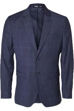 SELECTED SELETED HOMME SLHSLIM-Neil Dark Blue Check BLZ NOOS, , 42