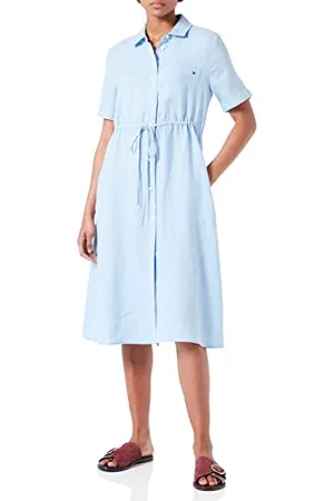 Tommy Hilfiger Damska lniana sukienka midi Ss Fit & Flare, , 64