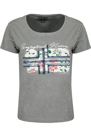 Geographical Norway Jepson Lady Fashion Damska koszulka z dekoltem w serek - Modna koszulka o regularnym kroju - Markowa odzież z krótkim rękawem - Wiosna Lato Jesień Zima ( M),