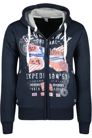 Geographical Norway Gitchen Męska bluza z kapturem kangurka z kieszenią - Bluza z logo sweter z kapturem ciepły długi rękaw - męska wiosna lato jesień zima (granatowy XXL), , XXL