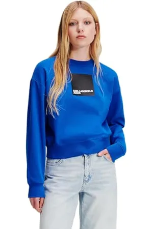 Karl Lagerfeld REGULAR FIT BLUZA Z LOGO, NIEBIESKA, L