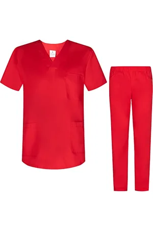 MISEMIYA Uniforms sanitarne unisex medyczne mundury sanitarne zestawy sanitarne BZ-817-8312, Czerwone, XS