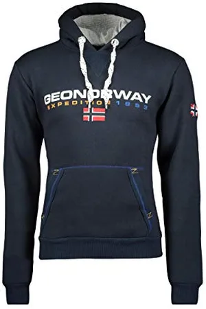 Geographical Norway Golivier Męska bluza z kapturem z kieszenią kangura, bluza z kapturem z logo Bluza z kapturem z długim rękawem Ciepła, męska Multi Season , , XL
