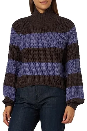 JACK & JONES JACK&JONES Damski sweter JXKELVY Chunky Stripe HIGH Neck Knit SN dzianinowy, , M, , M