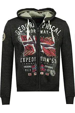 Geographical Norway Gitchen Męska bluza z kapturem kangur z kieszenią - Bluza z logo bluza z kapturem z kapturem ciepły długi rękaw - męska wiosna lato jesień zima (ciemnoszary_ciemnoszary L),