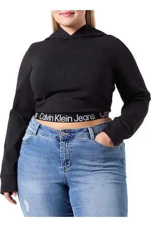 Calvin Klein Jeans Damska bluza z kapturem TAPE MILANO Z Kapturem na zamek błyskawiczny, czarny Ck, 3XL, , 3XL duże rozmiary