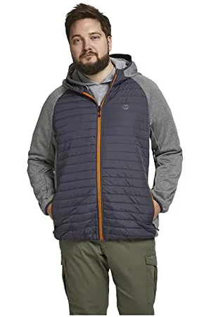 JACK & JONES JACK&JONES PLUS Męska kurtka pikowana JJEMULTI PS NOOS kurtka, szary melanż/szczegóły: zestaw rękawów, 7XL, szary melanż/szczegóły: zestaw rękawów, 7XL