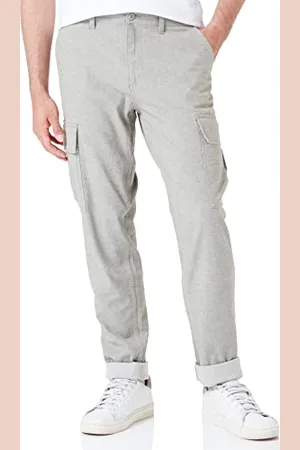 JACK & JONES Męskie spodnie cargo Jpstace Jjayden Linen Cargo Bex, , 31 W/32 L, , 31W / 32L
