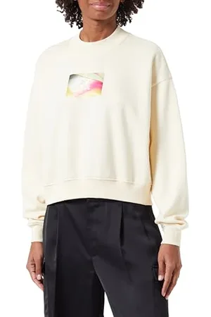 Calvin Klein Jeans Damskie bluzy z okrągłym dekoltem z podświetlanym logo, , M