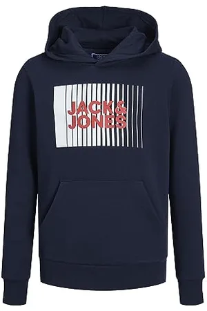 JACK & JONES Junior Chłopcy JJECORP Logo Sweat Hood Play NOOS JNR bluza z kapturem, Navy Blazer, 176, , 176