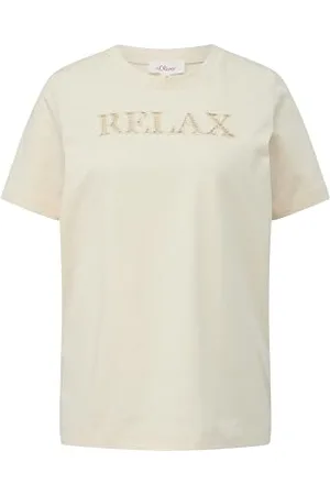 QS by s.Oliver Relaxed Fit Shirt z nadrukiem z haftu dziurkowanego, , 38