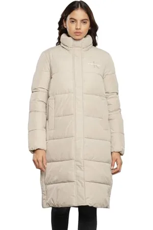 Calvin Klein Jeans Damskie płaszcze Monologo bez puchu puchowego z długimi poduszkami, , M