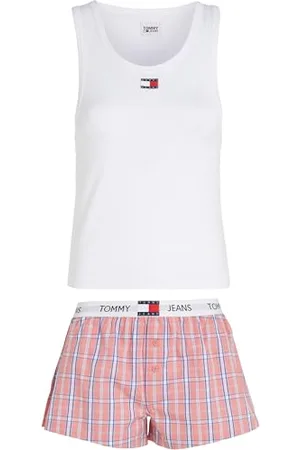 Tommy Hilfiger Piżama damska, Biały/Tj Różowy Pled, XL