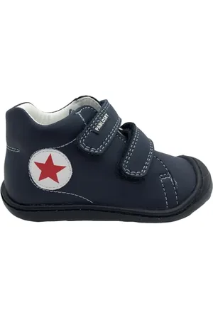 Pablosky Unisex Niebieskie skórzane buty sportowe dziecięce z zapięciem na zatrzask, , 23 EU