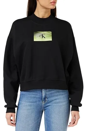 Calvin Klein Jeans Damskie bluzy z okrągłym dekoltem z podświetlanym logo, , L