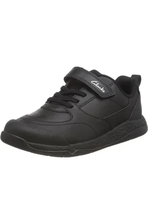 Clarks School SteggyStride K Sneaker, Black Leather, 27,5 EU, , 27.5 EU