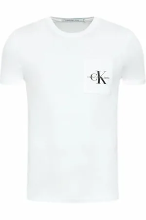 Calvin Klein Jeans Męska koszulka CORE MONOLOGO POCKET SLIM, jasnobiała, L, , L