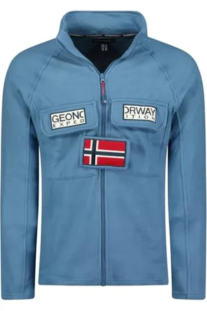 Geographical Norway Tantouna Men fz cienki polar męski ciepły zamek błyskawiczny - kurtka jesienno-zimowa ciepła męska - długi rękaw sweter futrzany miękki komfort na zewnątrz (niebieski_olejowy L)