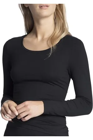 Calida Natural Comfort damska koszulka z długim rękawem, okrągły dekolt, z wysokiej jakości bawełny, naturalny połysk i gładki w dotyku, , 48-50