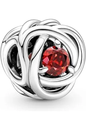 PANDORA Juli Geburtsstein Wahres Rot Ewigkeitskreis Charm aus Sterling-Silber mit Kristall, 790065C01