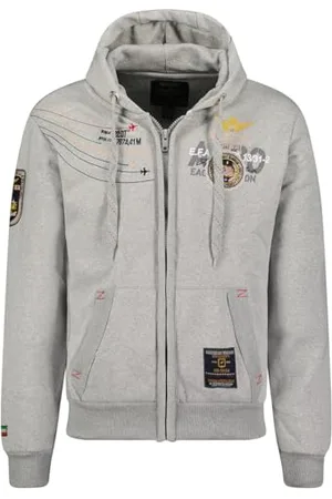 Geographical Norway Faero Męska bluza z kapturem z kieszenią kangurka - Bluza z logo bluza z kapturem ciepły długi rękaw - męska wiosna lato jesień zima (szary_jasny XXL), , XXL