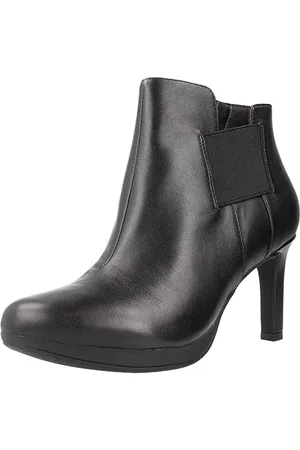 Clarks Damskie botki Ambyr Rise, Black Leather, 39,5 EU, , 39.5 EU