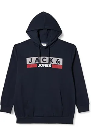 JACK & JONES JACK&JONES PLUS Męska bluza z kapturem Jjecorp z logo Sweat Hood Noos Pls, , 6XL