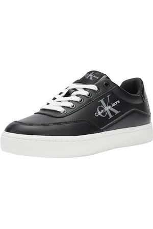 Calvin Klein Jeans Skórzane trampki damskie, Czarny Jasny Biały, 42 EU