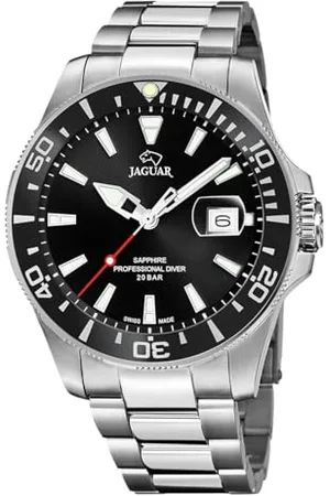 Jaguar Zegarek na rękę model J860/D z kolekcji Executive, obudowa 43,5 mm czarna ze stalowym paskiem dla mężczyzn, , bransoletka