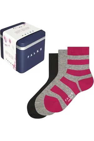 Falke Uniseks - dzieci Skarpety Happy Triple Pack Giftbox K So Bawełna z wzorem 3 Pak, , 31-34