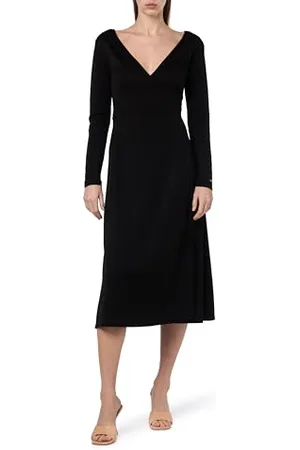 Tommy Hilfiger Damska sukienka F&F WRAP MIDI LS Czarna M, , M