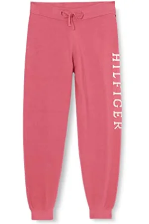 Tommy Hilfiger Damskie bawełniane spodnie dresowe z grafiką WW0WW36558 dzianinowe, matowe maliny, XS, , XS