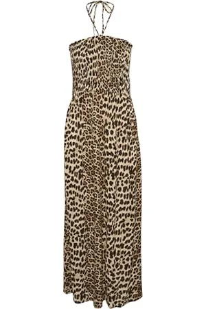Kaffe Damska sukienka maxi bez ramiączek top Tie Neck A-Line Skirt drukowany, , 40
