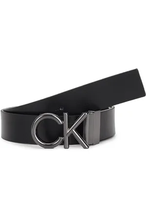 Calvin Klein Męski pasek Ck Metal Bombe PB 3,5 cm Skórzany pasek, Czarny (Ck Black/Dk Brown), 110
