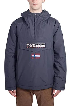 Napapijri Rainforest Winter kurtka z kapturem, 100% poliamid, kieszeń kangurka, męska, Ciemnoszary, M
