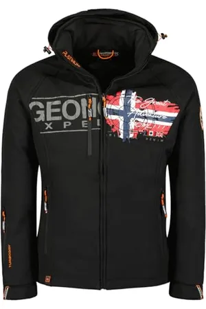Geographical Norway Trusty men wodoodporna kurtka softshellowa z kapturem, outdoorowa kurtka wiatrówka, taktyczna kurtka narciarska, jesień, zima, wiosna (czarna, 3XL), , 3XL