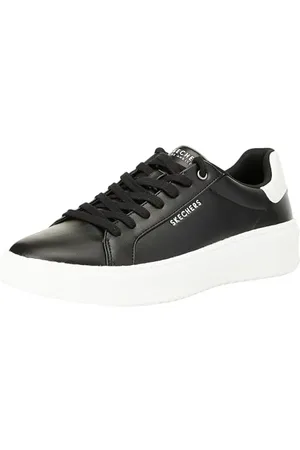 Skechers Męskie tenisówki Court Break, czarne Duraleather/białe wykończenie na obcasie, 40 EU, , 41 EU
