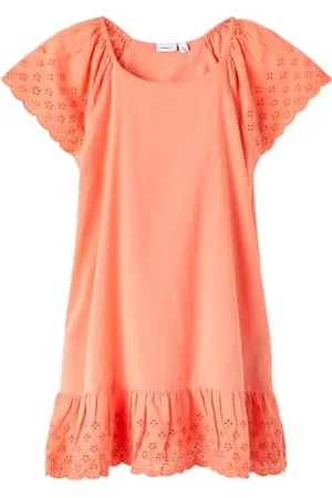 NAME IT Dziewczęca sukienka NKFFIONA CAPSL Dress NOOS, koralowa, 116, , 116 cm