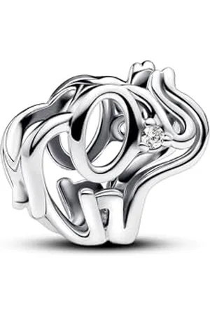 PANDORA Moments Offen gearbeitetes Elefanten Charm aus Sterling Silber mit Zirkonia, Kompatibel mit Moments Armbändern, 793345C01