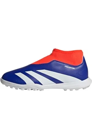 adidas Uniseks - dzieci PREDATOR LEAGUE Laceless J Football boots Turf, Lucid Blue/Cloud White/Solar Red, 37 1/3 EU