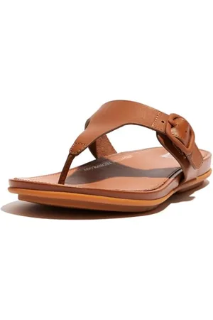 FitFlop Damskie sandały Gracie z gumową klamrą skórzane, płaskie, jasnobrązowe, 38 EU, , 38 EU