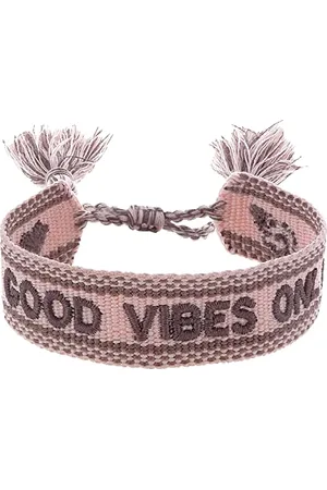 Engelsrufer Damen Armband aus Polyester und Baumwolle in dunkelrot mit GOOD VIBES ONLY Stickerei - Kordelverschluss - größenverstellbar