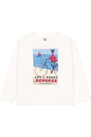 Petit Bateau T-shirt dziewczęcy z długim rękawem z bawełny, , 6 lat