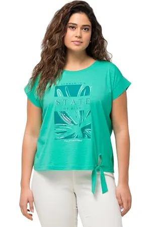 Ulla Popken Damskie, duże rozmiary, krótki top do wiązania z nadrukiem, oversize, , 54-56