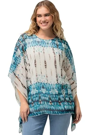 Ulla Popken Odzież Damska Plus Size Curvy Kolorowa Leopard Warstwowa Szyfonowa Bluzka 829651, , 54-56